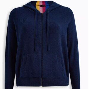 Torrid Love Sick Rainbow Stripe Zip up Sweater Hoodie Size 1 NWT